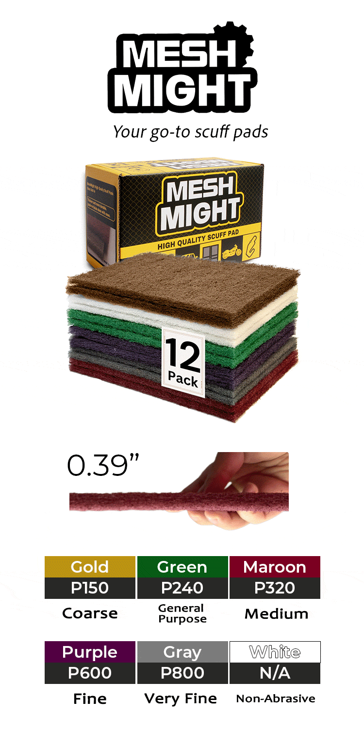 MeshMight Regular non-woven abrasive pads with silicon carbide for professional woodworking automotive applications